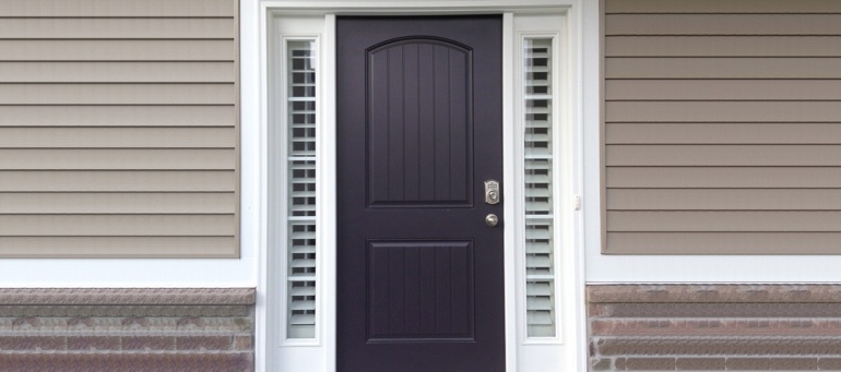 Sidelight Shutters On Black Door In Atlanta, GA